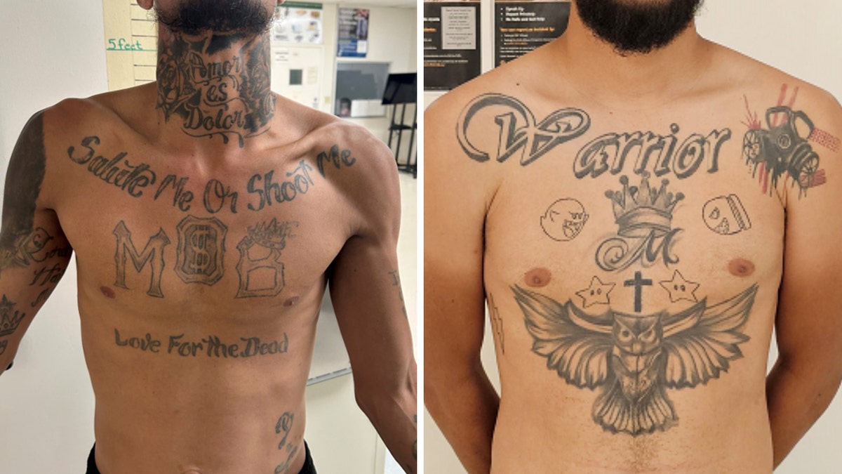 Train of Aragua Gang Tattoos in Men Without Shirt