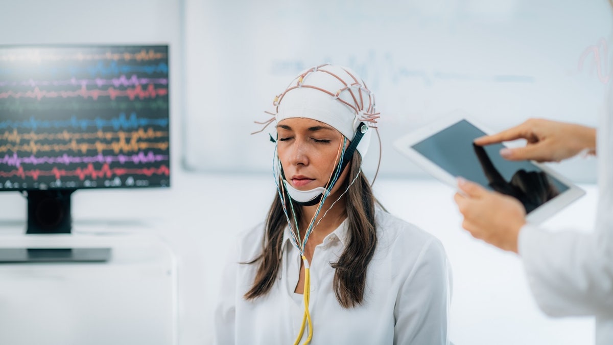 Brain electrodes woman