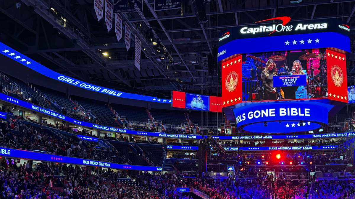 Supporters of President Elec Donald Trump attend a rally in Capital One Arena in Washington DC, on Sunday, January 19, 2025, on the eve of the opening day