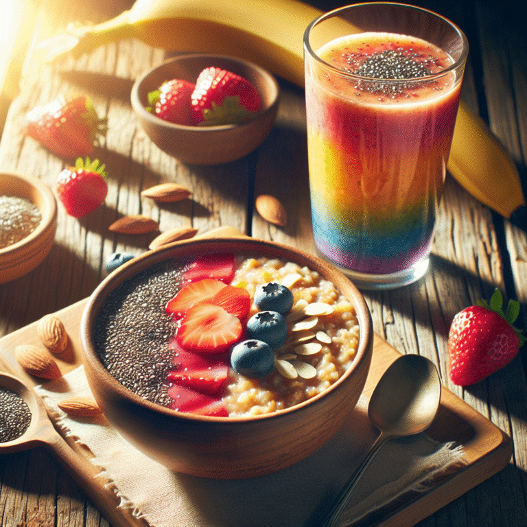 Smoothie de frutas com aveia para café da manhã