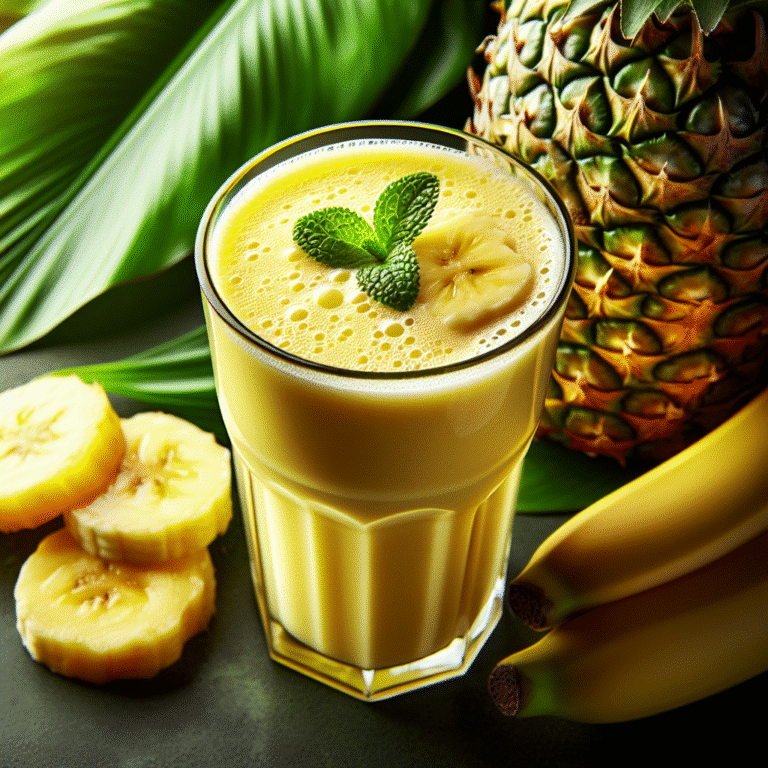Smoothie energético de abacaxi e banana