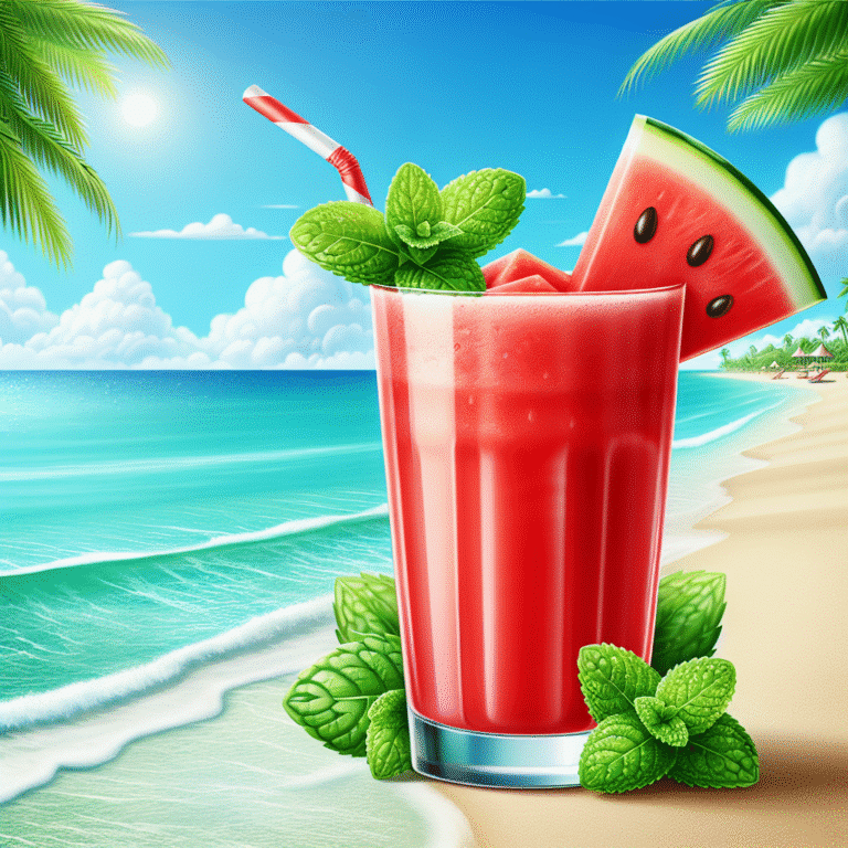 smoothie tropical de melancia e hortelã