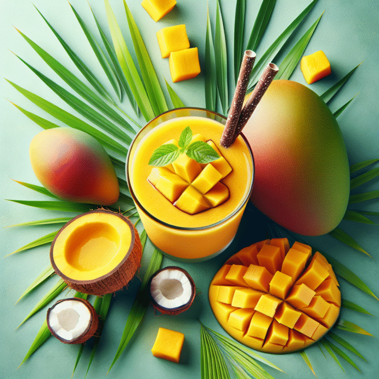 Smoothie tropical com coco e manga